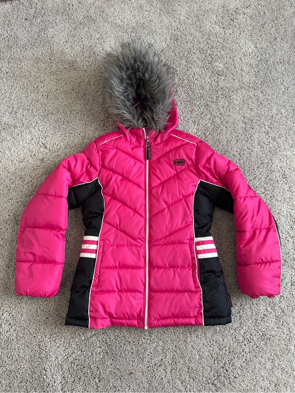 Girl’s Hawke & Co HK58 Hooded Jacket With Faux Fur Trim Size 10/12